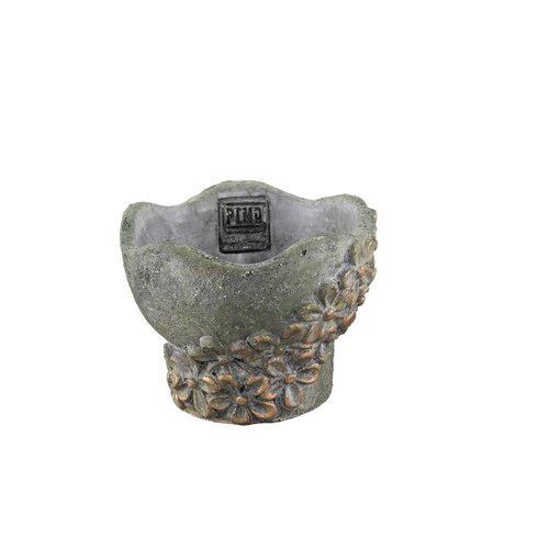 PTMD Heena Green cement bowl stripe flower pattern S
