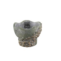 PTMD Heena Green cement bowl stripe flower pattern S