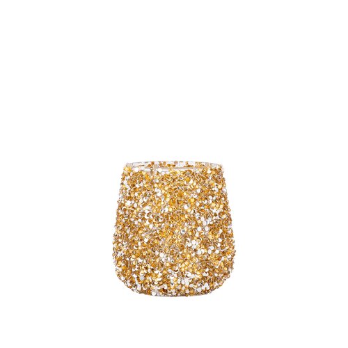 PTMD Ingra Gold glass round tealight with beads - afbeelding 1