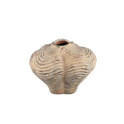 PTMD Isay Beige cement vase irregular shape ribbing M