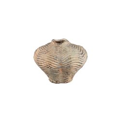 PTMD Isay Beige cement vase irregular shape ribbing S