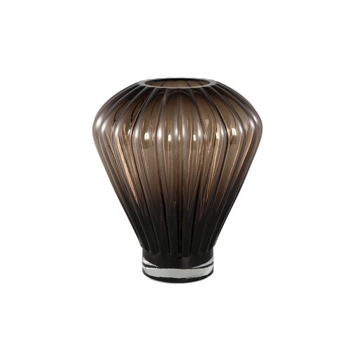 PTMD Jayci Brown glass solid glass ribbed vase L