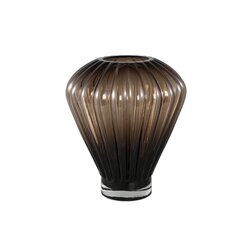 PTMD Jayci Brown glass solid glass ribbed vase L