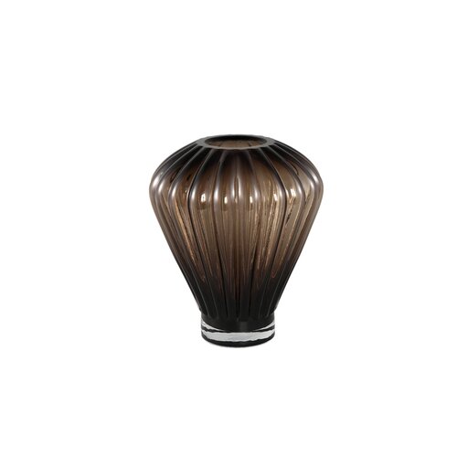 PTMD Jayci Brown glass solid glass ribbed vase S