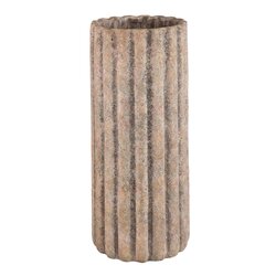 PTMD Jaydean Grey cement pot ribbed structure high L - afbeelding 1