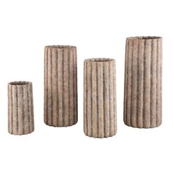 PTMD Jaydean Grey cement pot ribbed structure high L - afbeelding 2