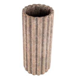 PTMD Jaydean Grey cement pot ribbed structure high L - afbeelding 3