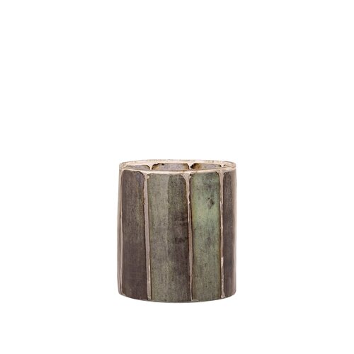 PTMD Jeidan Dark Green glass tealight paper deco round - afbeelding 1