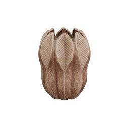 PTMD Jerdine Light Brown ceramic leaf border pot high L