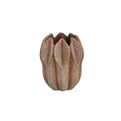 PTMD Jerdine Light Brown ceramic leaf border pot high M