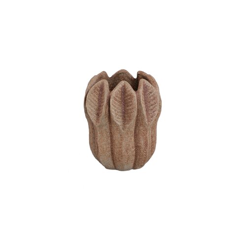 PTMD Jerdine Light Brown ceramic leaf border pot high S