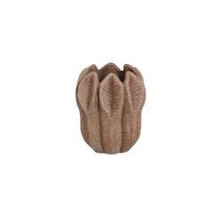 PTMD Jerdine Light Brown ceramic leaf border pot high S