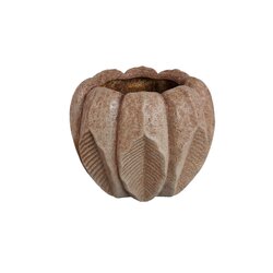 PTMD Jerdine Light Brown ceramic leaf bottom pot low M