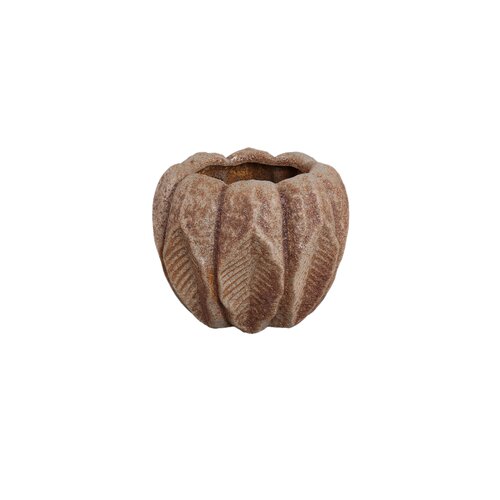 PTMD Jerdine Light Brown ceramic leaf bottom pot low S