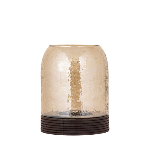 PTMD Jervin Amber glass stormlight wood base roundS - afbeelding 1