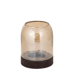 PTMD Jervin Amber glass stormlight wood base roundS - afbeelding 2