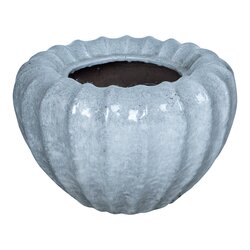 PTMD Jinah White ceramic pot organic ribbed round L