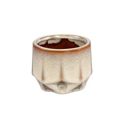 PTMD Kaima Cream glazed ceramic pot angular print S