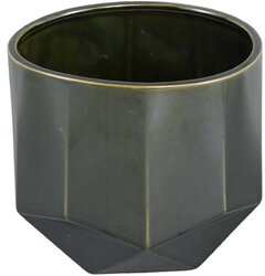 PTMD Kaima Green glazed ceramic pot angular print M