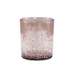 PTMD PTMD Kamil Pink glass tealight bush print round L