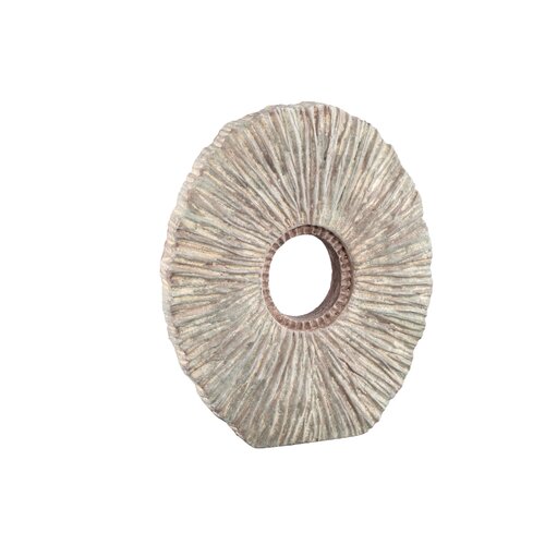 PTMD Kovi Beige cement ornament with ribbing oval - afbeelding 1