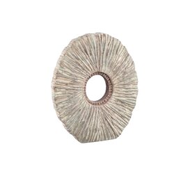 PTMD Kovi Beige cement ornament with ribbing oval - afbeelding 1