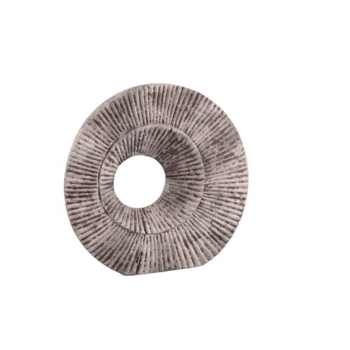 PTMD Kovi Beige cement ornament with ribbing round L - afbeelding 1