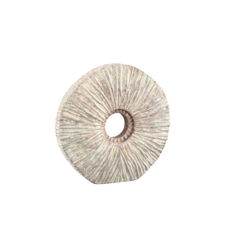 PTMD Kovi Beige cement ornament with ribbing round S - afbeelding 1