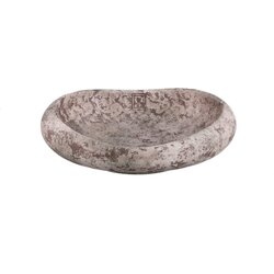 PTMD Larson Beige cement round wavy bowl on base L