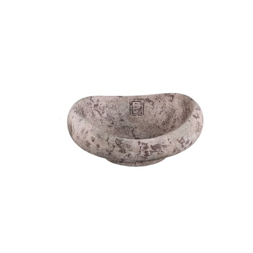 PTMD Larson Beige cement round wavy bowl on base S