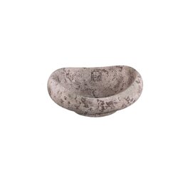 PTMD Larson Beige cement round wavy bowl on base S