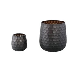PTMD Lavanya Brown carved glass round vase ribbed high - afbeelding 2