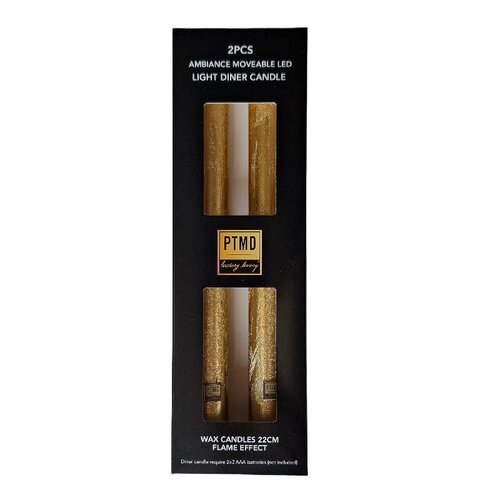 PTMD LED Diner Candle rustic gold moveable flame 2PCS