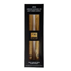 PTMD LED Diner Candle rustic gold moveable flame 2PCS