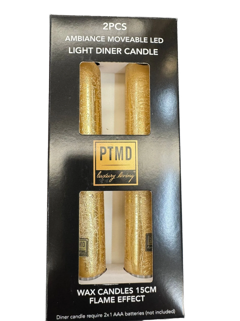 PTMD LED Diner Candle rustic gold moveflame 2PCS short