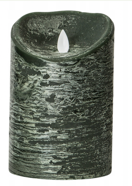PTMD LED Light Candle rustic dark green moveable flame
