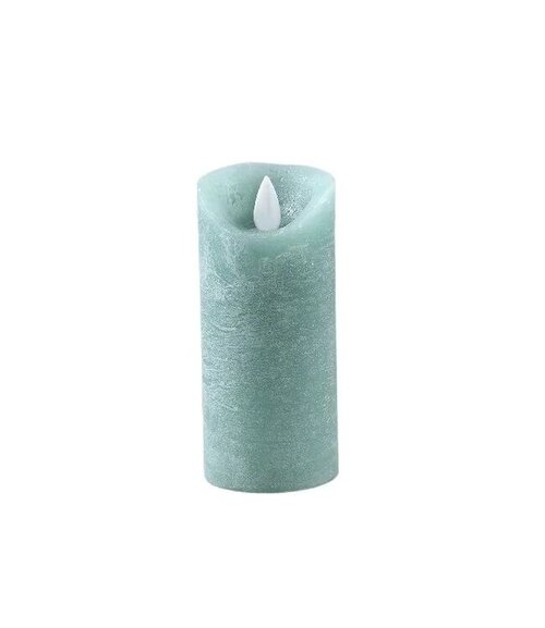 PTMD LED Light Candle rustic teal moveable flame XS