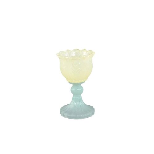PTMD Leila Yellow glass flower on foot tealight