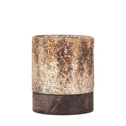PTMD Lucell Bronze mosaic glass stormlight wooden baseL - afbeelding 1