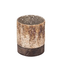 PTMD Lucell Bronze mosaic glass stormlight wooden baseL - afbeelding 2