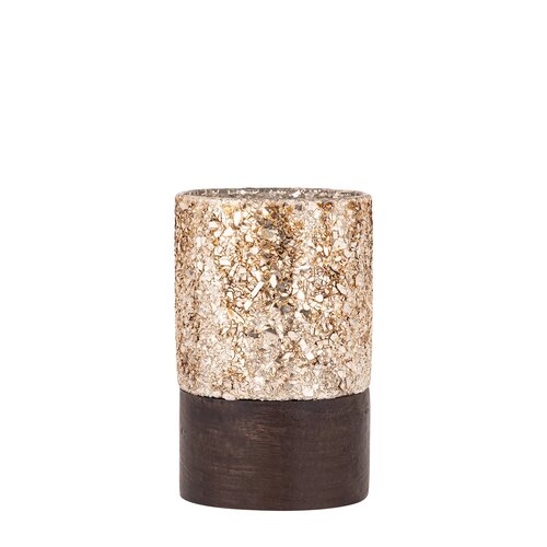 PTMD Lucell Bronze mosaic glass stormlight wooden baseS - afbeelding 1