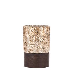 PTMD Lucell Bronze mosaic glass stormlight wooden baseS - afbeelding 1