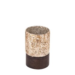 PTMD Lucell Bronze mosaic glass stormlight wooden baseS - afbeelding 2