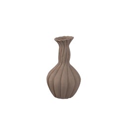 PTMD Lydia Dark Brown ceramic swirl ribbed vase S