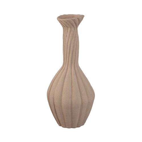 PTMD Lydia Light Brown ceramic swirl ribbed vase L