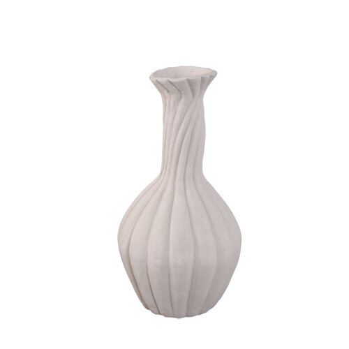 PTMD Lydia White ceramic swirl ribbed vase M