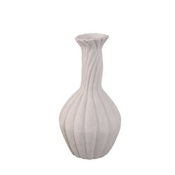 PTMD Lydia White ceramic swirl ribbed vase M