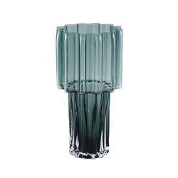 PTMD Maayan Green ribbed glass vase wide top round L - afbeelding 1