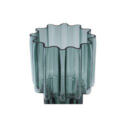 PTMD Maayan Green ribbed glass vase wide top round L - afbeelding 2