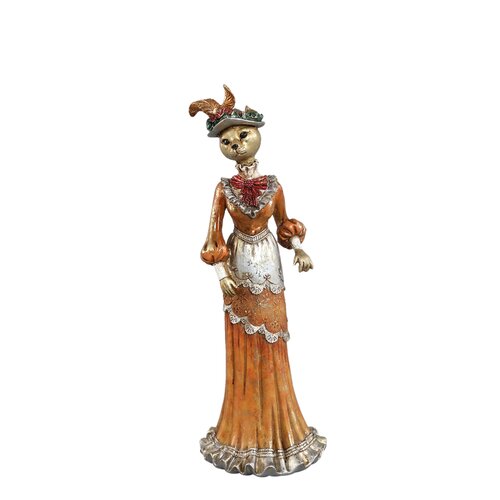 PTMD Marrie Orange poly lady dressed cat statue C - afbeelding 1